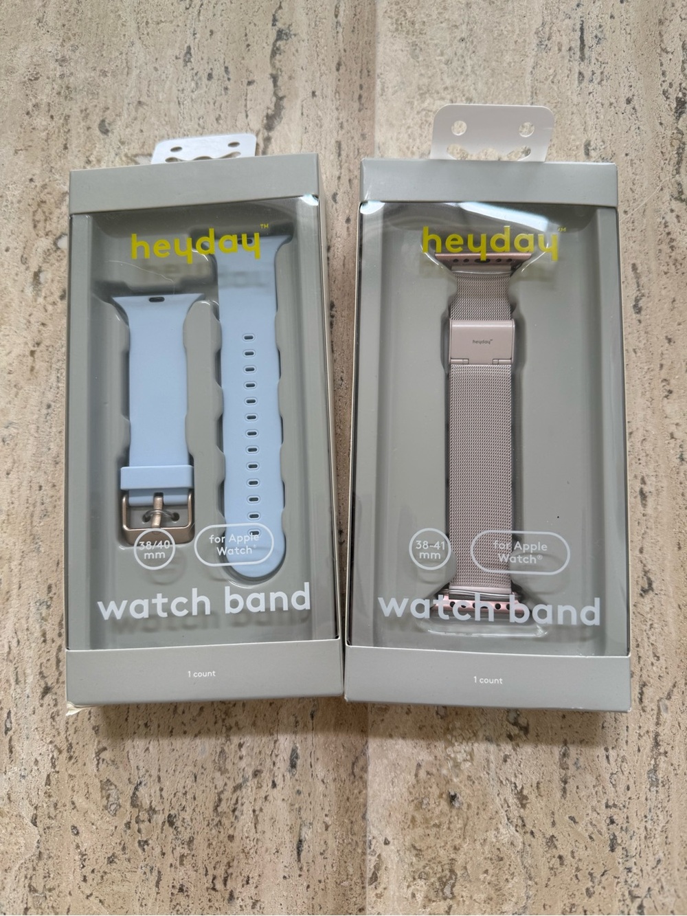 heyday Blue Silicone & Rose Gold Mesh Watch Bands